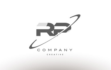 rp r p  swoosh grey alphabet letter logo
