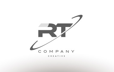 rt r t  swoosh grey alphabet letter logo