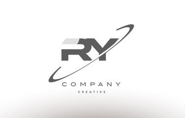 ry r y  swoosh grey alphabet letter logo