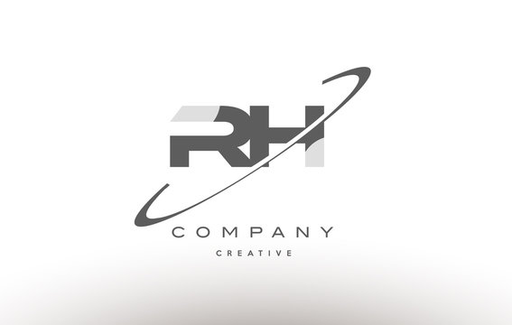 rh r h  swoosh grey alphabet letter logo