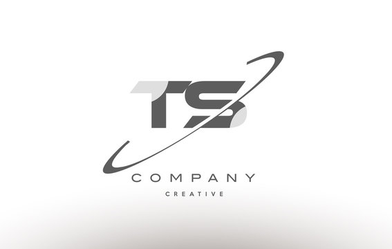 ts t s  swoosh grey alphabet letter logo