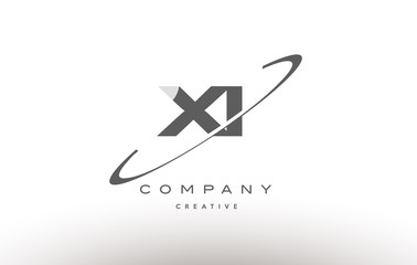 xi x i  swoosh grey alphabet letter logo