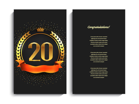 20th anniversary decorated greeting/invitation card template.