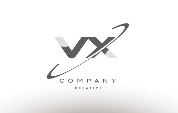 vx v x  swoosh grey alphabet letter logo