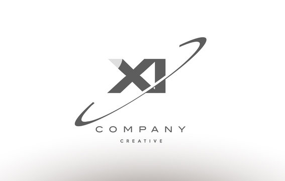 xi x i  swoosh grey alphabet letter logo