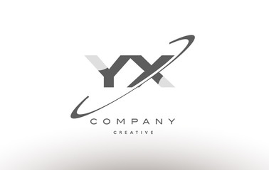 yx y x swoosh grey alphabet letter logo