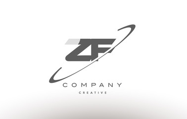 zf z f  swoosh grey alphabet letter logo