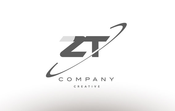 zt z t  swoosh grey alphabet letter logo