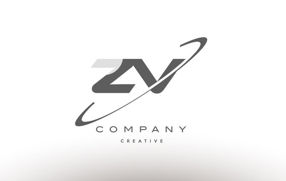 zv z v  swoosh grey alphabet letter logo