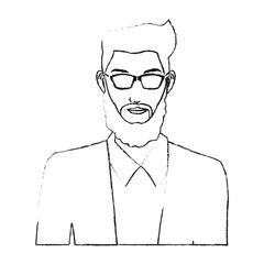 portrait of handsome young man icon image black line vector illustration design