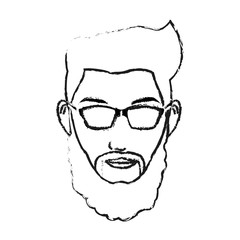 face handsome hipster young man icon image black line vector illustration design