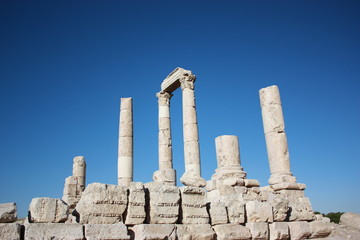 Hercules temple at Citadel hill in Amman in Jordan, Middle East