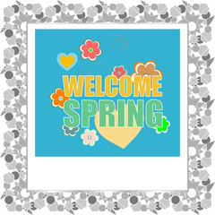 Welcome spring words on holiday card