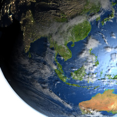 Fototapeta premium Southeast Asia on planet Earth