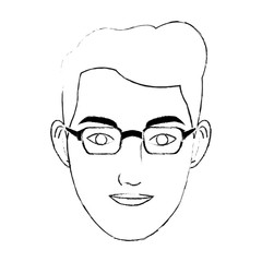 Obraz na płótnie Canvas face handsome young man icon image black line vector illustration design