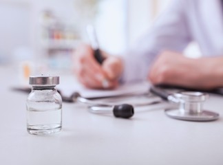Stethoscope on a desk doctor.