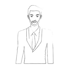 portrait of handsome young man icon image black line vector illustration design