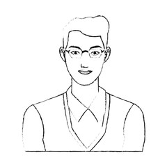 portrait of handsome young man icon image black line vector illustration design