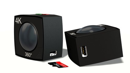 
 360 degree camera with two lenses isolated on white