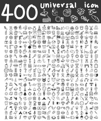 400  Universal icons hand drawn line art cute art illustration