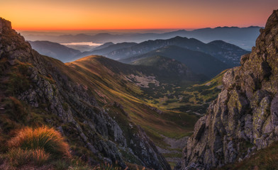 Mountain Landscape at Colourful Sunset