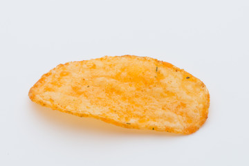 Crisps with paprica on a white background.