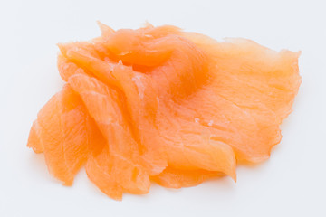 Fresh salmon fillet on isolated white.