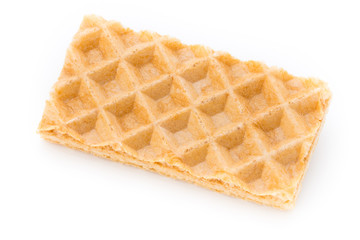 Waffle with crem isolated on white background.