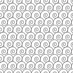Abstract hand drawn outline spiral curl seamless pattern. - 139619325