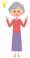 シニア女性　ひらめく