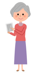 シニア女性　タブレット