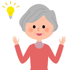 シニア女性　ひらめく