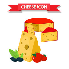 Cheese icon on white background. Vector illustration