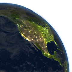 North America at night on planet Earth