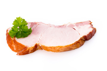 Pieces of pork meat, isolated on white background.