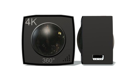 
 360 degree camera with two lenses isolated on white