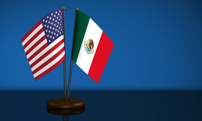 Mexico Flag And USA Desk Flags