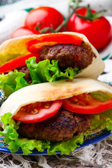 Mediterranean Lamb Burger with pita