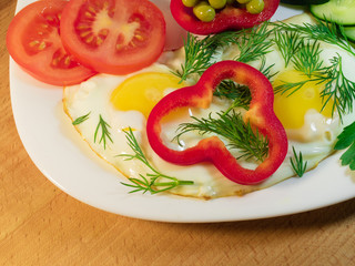 Fried egg on a white plate