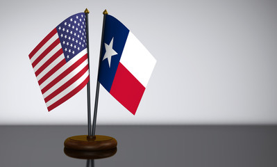 USA Flag And Texas Desk Flags