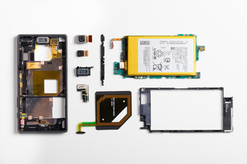 Disassembled mobile phone