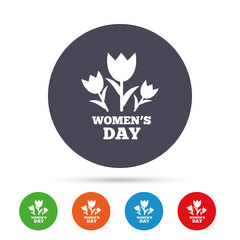 8 March Women's Day sign icon. Flowers symbol.