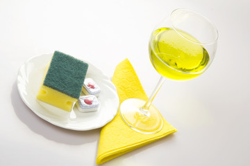 Cleaning Agents In The Plate and Wine Glass