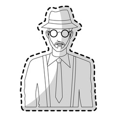 portrait of handsome young man icon image black line vector illustration design