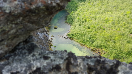 Canyon view iceland vertigo bright green background
