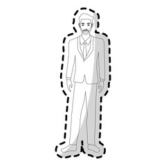 full body handsome young man icon image black line vector illustration design