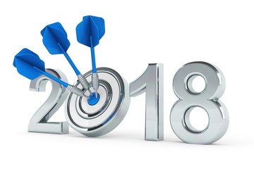 2018 - Zielscheibe mit drei blauen Pfeilen