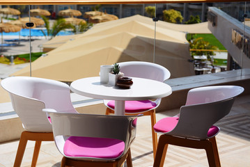 Cozy cafe on the terrace in a modern style