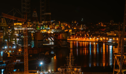 Night view to docks in Senglea
