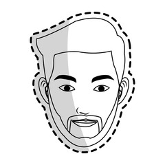 face handsome young man icon image black line vector illustration design